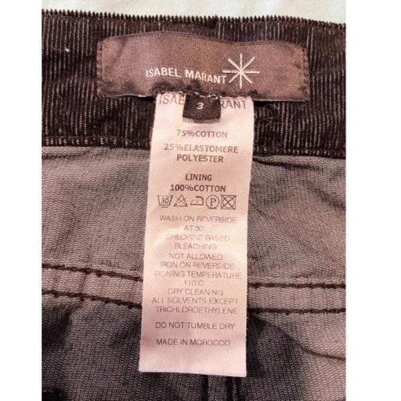 ISABEL MARANT BLACK CORDUROY STRAIGHT LEG PANTS - Picture 4 of 5